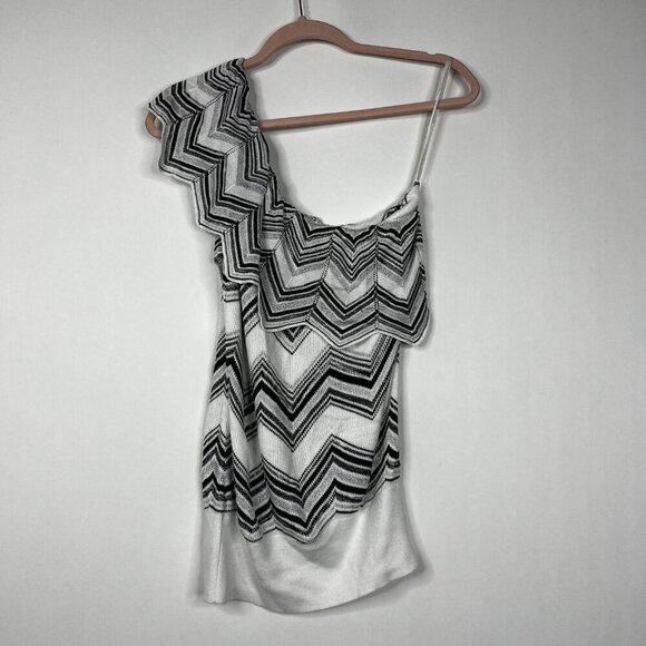 2/$30 White House Black Market Glittered One-Shoulder Zigzag Sweater Small #8918 - Picture 6 of 11